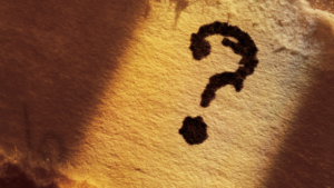 Question mark on parchment paper