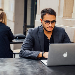 Man looking at computer