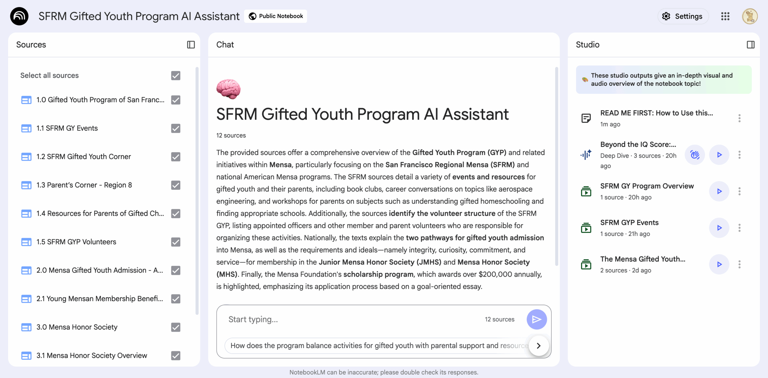SFRM GY Program AI Assistant